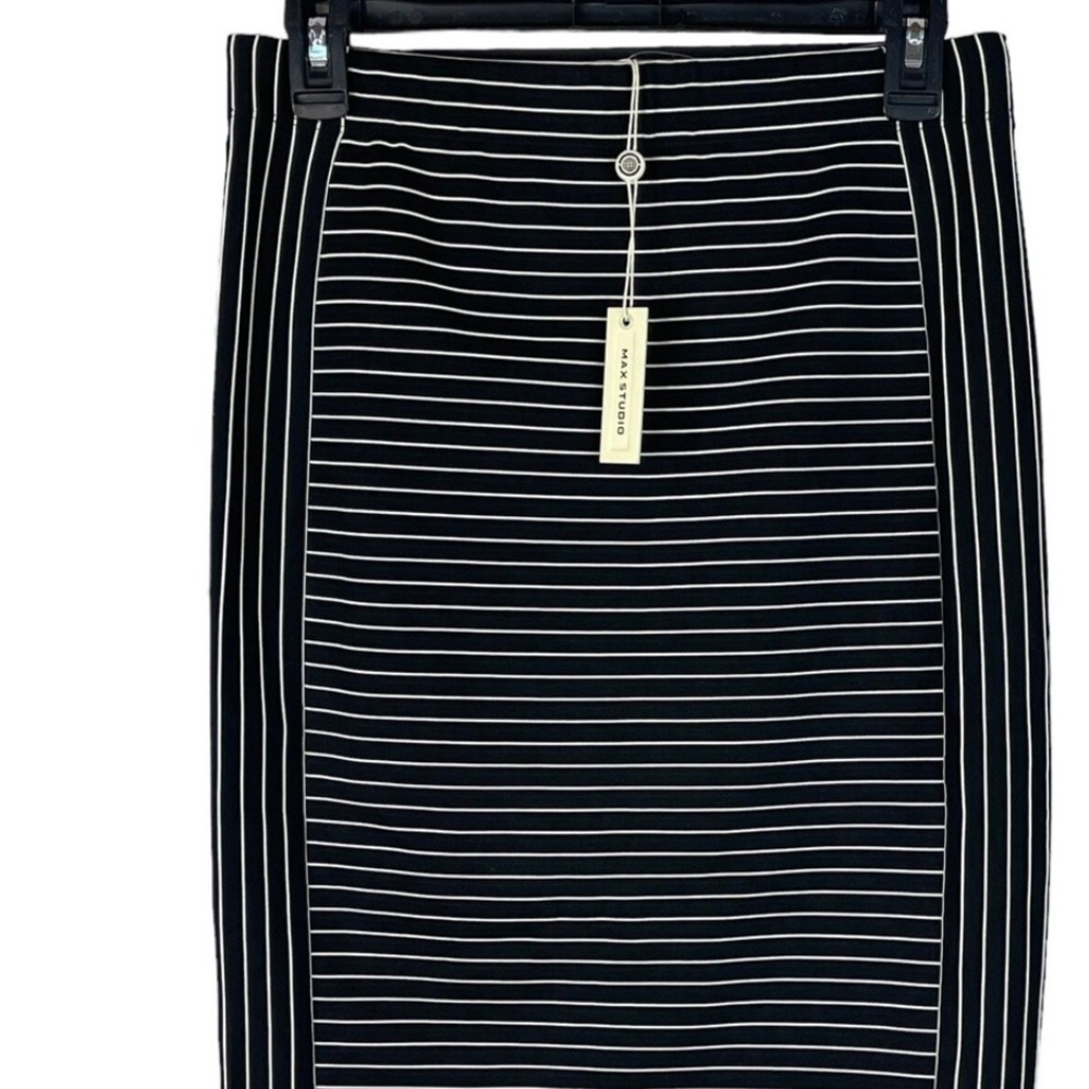 Max Studio Black and White Midi Pencil Skirt